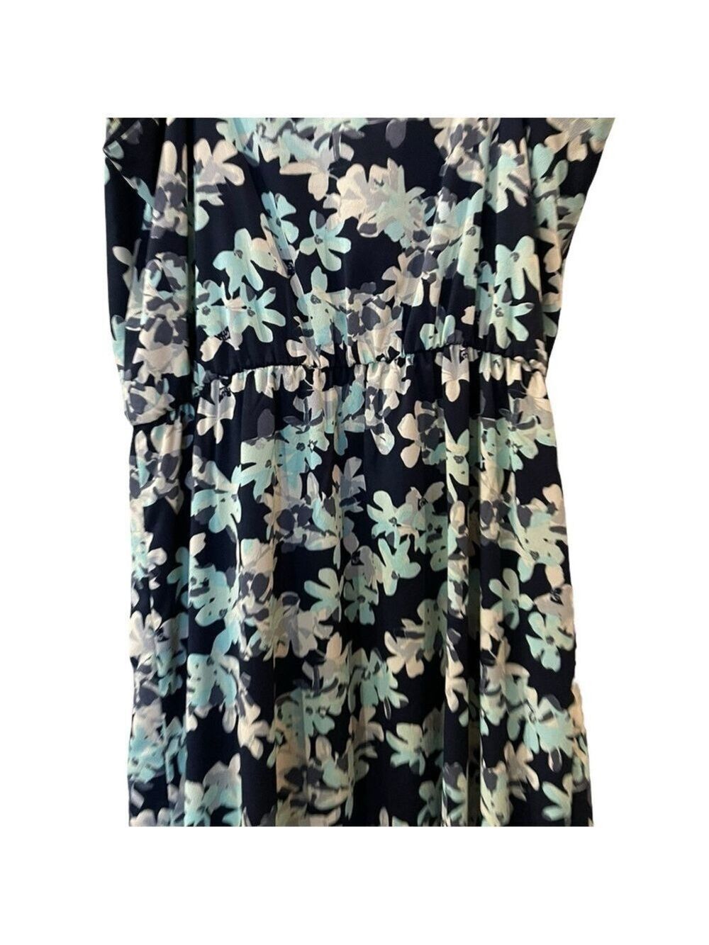 Banana Republic Faux Wrap Maxi Dress Floral Print Navy & Mint Size: 4 Petite - Picture 11 of 12